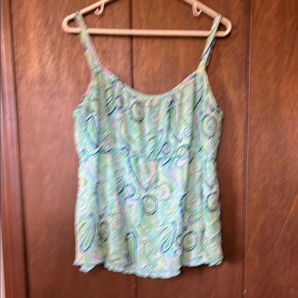 I.e. Green and Blue Empire Waist with Abstract Design bead detail XL